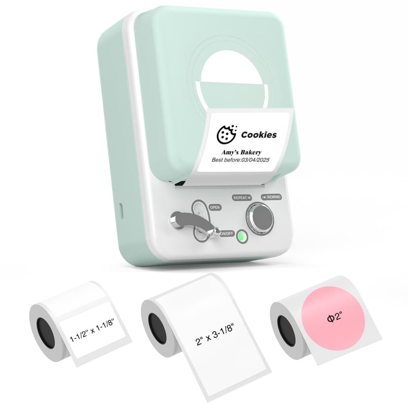 SUPVAN T50M Plus Bluetooth Label Maker Machine with 3 Tapes, High Printing Clarity, Versatile App with 40+ Fonts and 450+ Icons, Inkless Labeler for Business, Home, Office Organization, Green