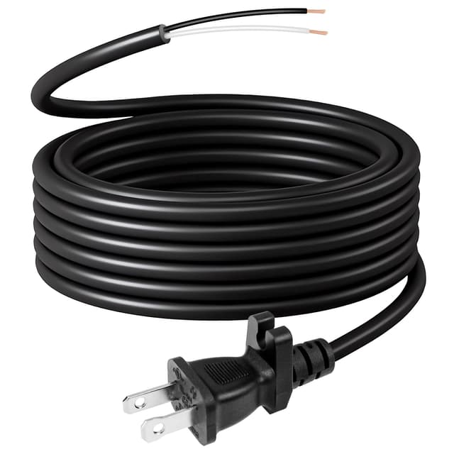 HASMX 30ft Extra Length 18/2 Replacement Vacuum Cleaner Power Cord for All Upright Vacuum Cleaner for Shark Eureka Sanitaire Bissell Vacuum Replaces Old Damaged 2-Prong Power Cord - Black Color