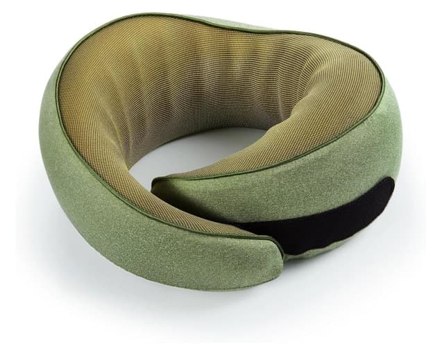 Optixion Travel Pillow, 100% Pure Memory Foam Neck Pillow for Airplanes, Comfortable Breathable Cover, Travel Essentials for Plane, Car, Train and Home, Olive Green