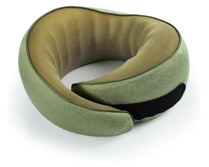 Optixion Travel Pillow, 100% Pure Memory Foam Neck Pillow for Airplanes, Comfortable Breathable Cover, Travel Essentials for Plane, Car, Train and Home, Olive Green