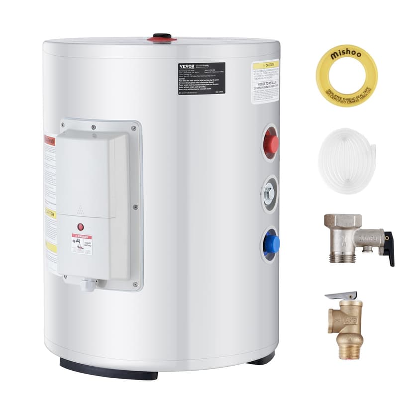 VEVOR Electric Water Heater, 10 Gallon Tank Instant Hot Water Heater, 1.6Kw Tankless Water Heater w/LED Display,Knob Control, IPX4 Waterproof Side Connection On Demand Heaters for Shower, Bath