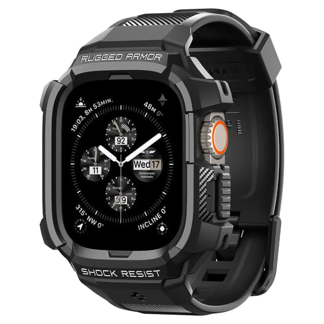 Spigen for Apple Watch Ultra 3/2/1 Band, Rugged Armor Pro 49mm Protective TPU Case with Strap - Black