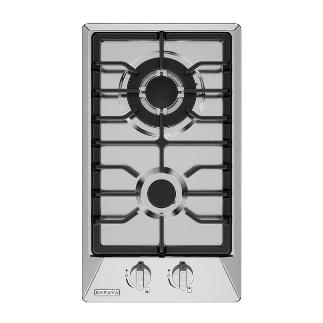 Empava 12 Inch Built-In Gas Cooktop with 2 Sealed SABAF Burners, Stainless Steel Surface, Dishwasher Safe Cast Iron Grates, NG/LPG Convertible