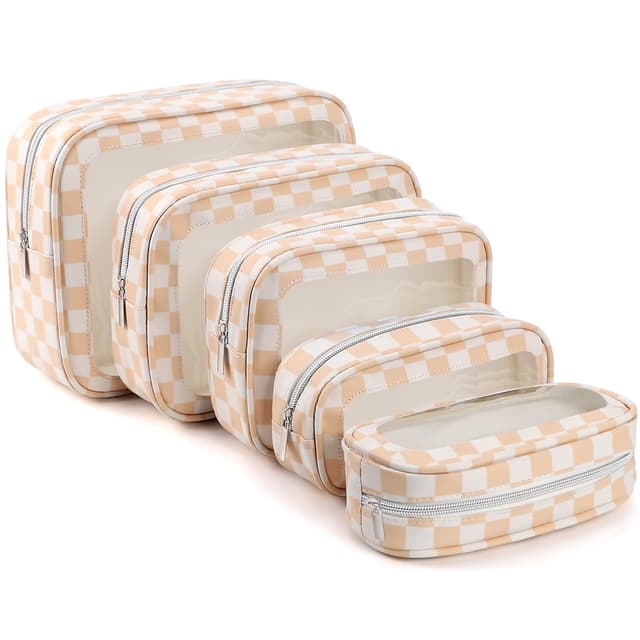 YOPCDJ 5PCS Diaper Bag Organizer Pouch Set, TSA Approved Toiletry Bag,Clear Waterproof TPU Makeup Bag Set Travel Organizer Bags for Women and Kids