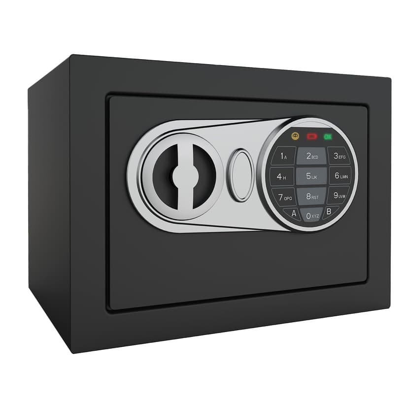 Goldenkey Small Safe Box for Money, Digital Mini Safe Box with Keys&Code for Cash and Coin, Security Home Safes for Kids Personal Items, 6.69"D x 9.05"W x 6.69"H, 0.236 Cu.Ft.