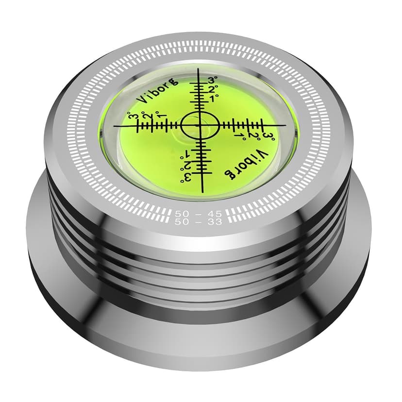 Viborg LP528S Record Weight Stabilizer Turntable Level Strobe Making 3 in 1, 280G (9.9 OZ) LP Vinyl Clamp with Bubble Leveling (50Hz, Silver)