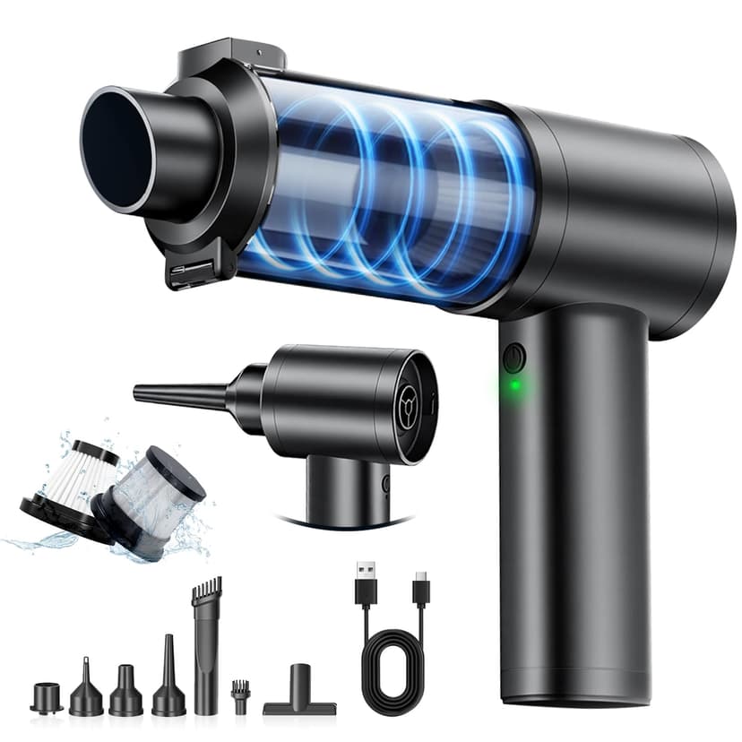 Torlaist Handheld Car Vacuum Cleaner, 15000PA Car Vacuum Cleaner and Air Duster, High Power Handheld Vacuum Cordless Rechargeable with Multi-Nozzles, Portable Mini Cars Vacuum for Cars Home (Black)