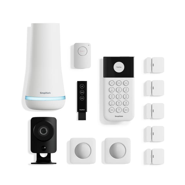 SimpliSafe 12 Piece Wireless Home Security System w/HD Camera - Optional 24/7 Professional Monitoring - No Contract - Compatible with Alexa and Google Assistant, White