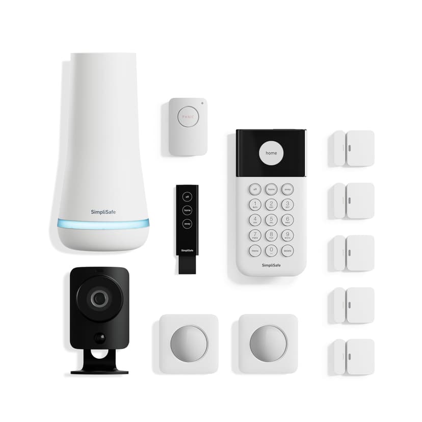 SimpliSafe 12 Piece Wireless Home Security System w/HD Camera - Optional 24/7 Professional Monitoring - No Contract - Compatible with Alexa and Google Assistant, White