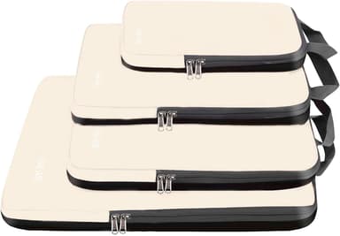 BAGAIL 4 Set/6 Set/8 Set Compression Packing Cubes Travel Accessories Expandable Packing Organizers (Cloth Pattern, 4-Beige)