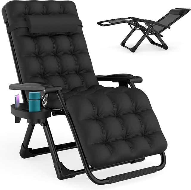 ZENPETIO Zero Gravity Chair, Reclining Camping Chair with Cup Holder and with Removable Cushion, Anti Gravity Lounge Chair for Indoor and Outdoor