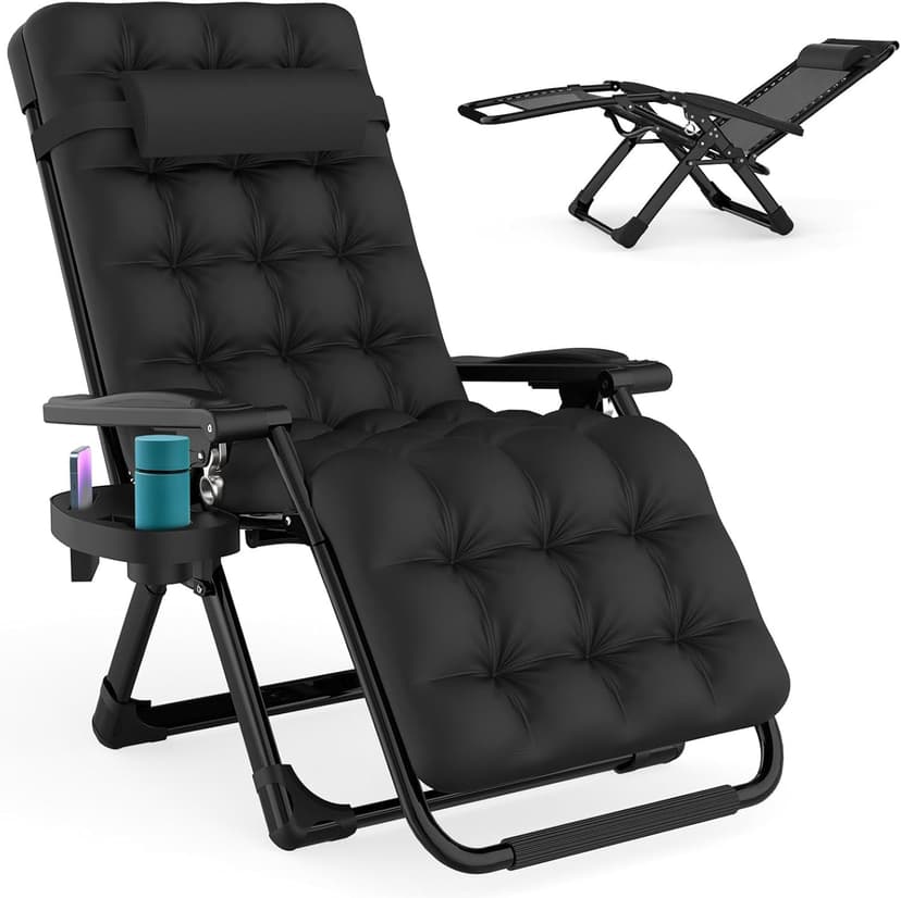 ZENPETIO Zero Gravity Chair, Reclining Camping Chair with Cup Holder and with Removable Cushion, Anti Gravity Lounge Chair for Indoor and Outdoor