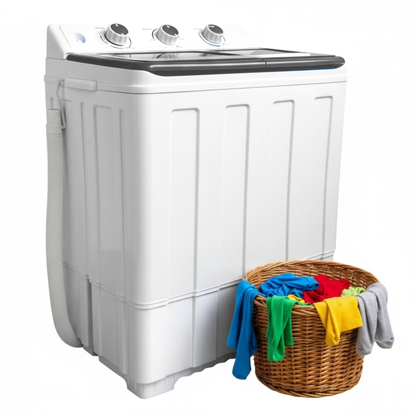 PLENTORA 14 lbs Portable Dual Tub Washing Machine with 9.5 lbs Wash Capacity and 4.5 lbs Spin Capacity, Perfect for Small Spaces & Dorms, Grey