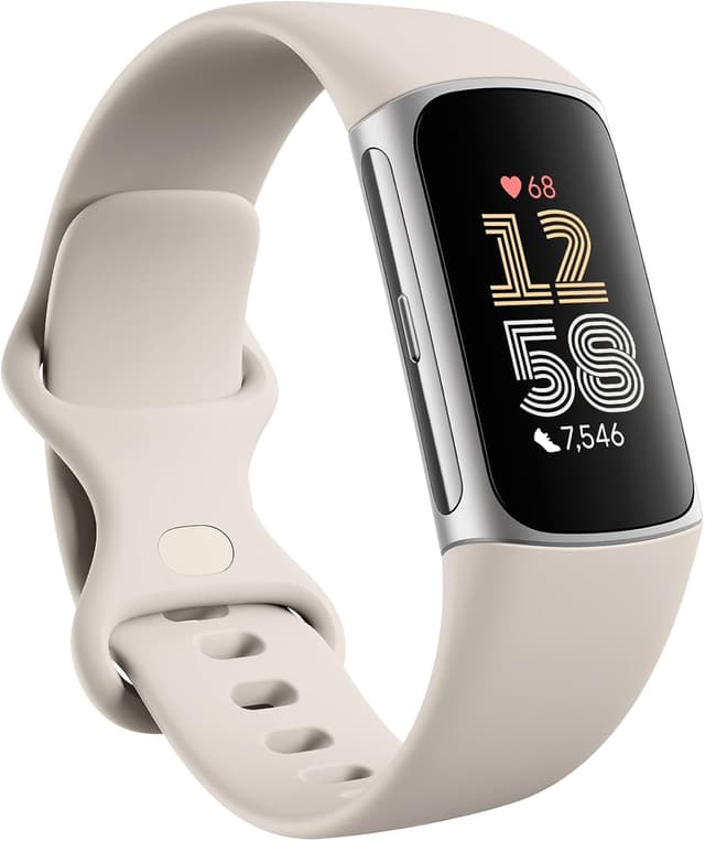 Fitbit Charge 6 Activity Tracker Heart Rate Monitoring, 7-Day Battery, Integrated Google Apps, Maps & Wallet, in-Depth Health Insights, Activity & Sleep Analysis, Porcelain/Silver Aluminium