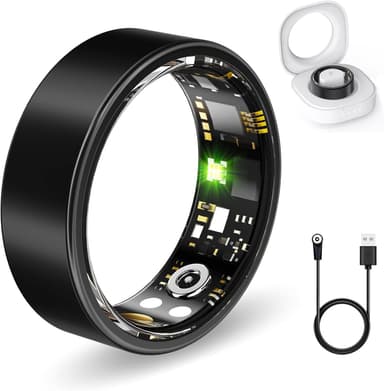 Smart Health Rings for Women Men, Fitness Tracker with Heart Rate, Blood Oxygen, HRV, Sleep Tracker, Step Tracker, No Subscription Fee, IP68 Waterproof Smart Ring for iphone & Android (Black, 11#)