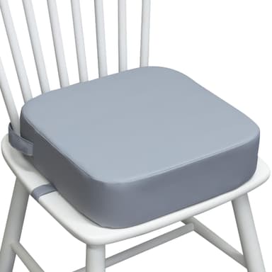 Toddler Booster Seat for Kitchen Chair, 3.5" Oxford Foam Cushion, Non-Slip Base, Adjustable Straps, Portable Dining Booster for Self-Feeding Toddlers at Home or on The Go (Grey)