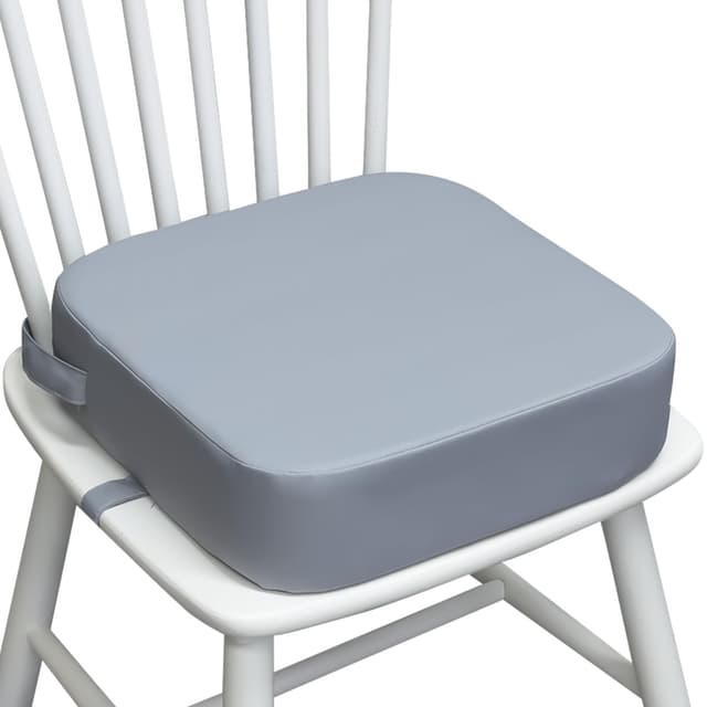 Toddler Booster Seat for Kitchen Chair, 3.5" Oxford Foam Cushion, Non-Slip Base, Adjustable Straps, Portable Dining Booster for Self-Feeding Toddlers at Home or on The Go (Grey)