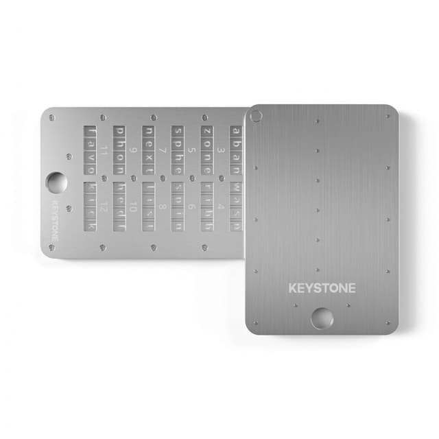 KEYSTONE Crypto Seed Storage, Crypto Steel Capsule Metal Wallet, Cold Storage Backup, 24 Words Bitcoin Key Phrase Storage, Steel Plate, Compatible with Ledger, Trezor, KeepKey (Keystone Tablet Plus)