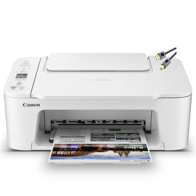 Canon PIXMA 3722 Color Inkjet All-in-One Printer | Print Copy Scan | Wireless | Mobile Printing | Print Up to 7.7 ipm | Up to 60 Sheets Capacity | 1.5" LCD | Wi-Fi (2.4 or 5 GHz) + Printer Cable