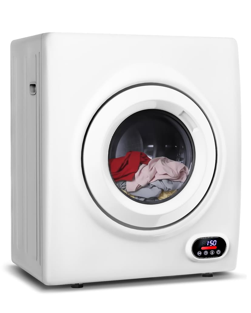 Feelfunn 3.5 Cu.Ft Portable Clothes Dryer - 1500W Clothes Dryer with Stainless Steel Tub, Front Load Tumble, LCD Touch Panel - Compact Drying Unit for Laundry, Apartments, Dorms