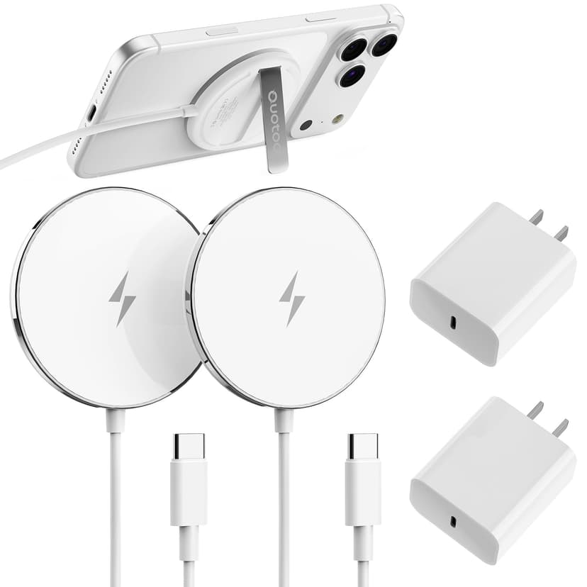 New for MagSafe Charger: Magnetic Wireless Charging Pad for iPhone 17 16 15 14 13 12 Series AirPods 4-2 Pro, Strong Magnet, with PD20W Charging Block, Ultra-Thin Portable 2 Pack 5FT