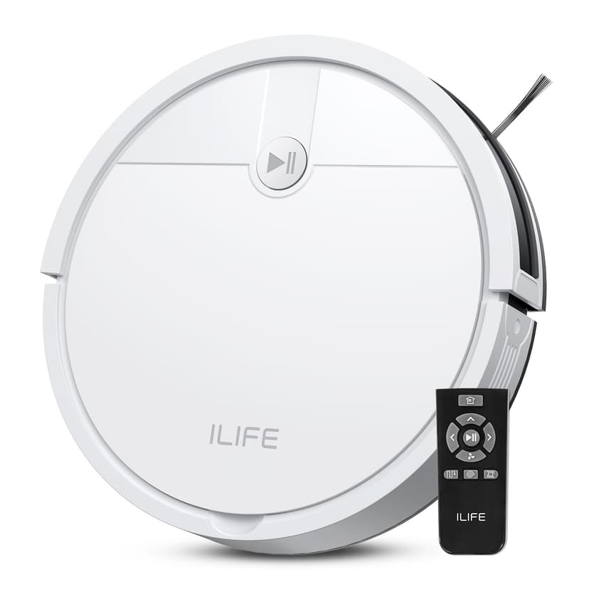 ILIFE V2 Robot Vacuum Cleaner, Tangle-Free Suction, 120 Mins Runtime, Slim, Self-Charging Robotic Vacuum Cleaner, Ideal for Pet Hair and Hard Floors