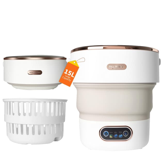Portable Washing Machine 15L, Mini Washer with 4 Modes and Spin Basket, Large Capacity Laundry Washer Deep Cleaning for Underwear,Baby Clothes, Foldable Washing Machine for Apartments,Camping,Travel