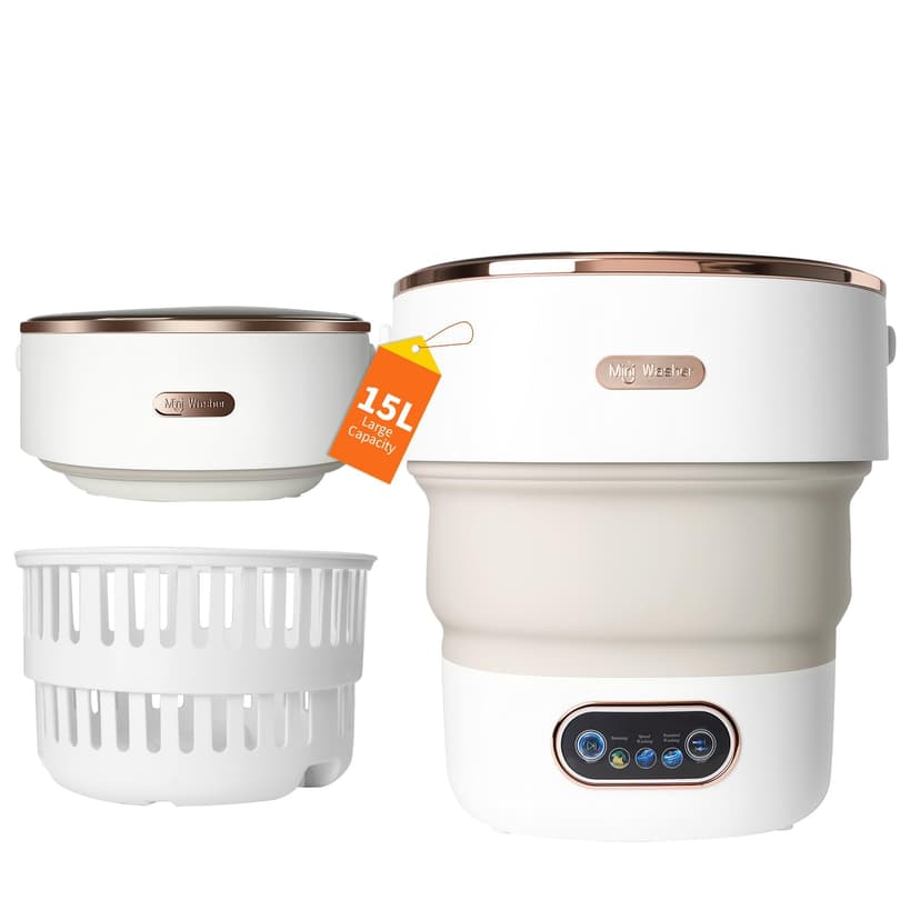 Portable Washing Machine 15L, Mini Washer with 4 Modes and Spin Basket, Large Capacity Laundry Washer Deep Cleaning for Underwear,Baby Clothes, Foldable Washing Machine for Apartments,Camping,Travel
