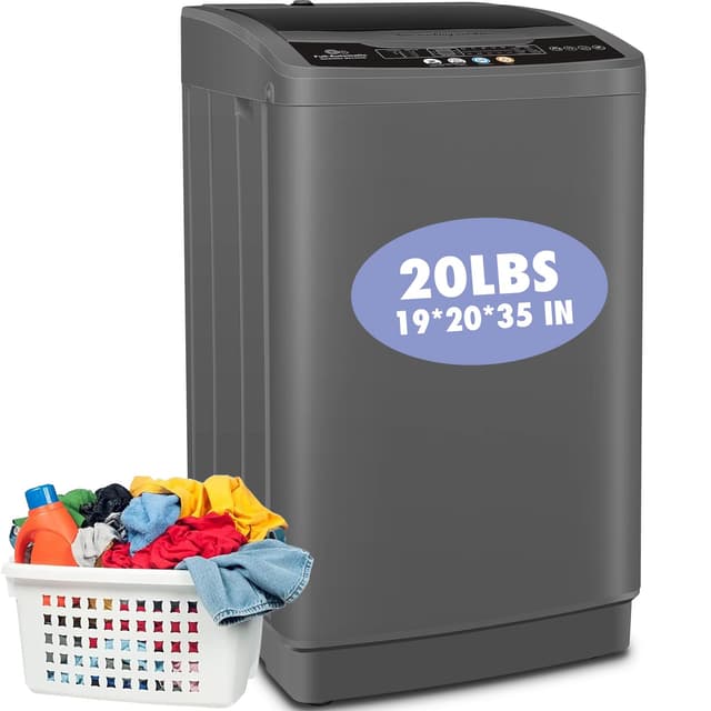 Nictemaw Portable Washing Machine, 20Lbs Capacity Full-Automatic Portable Washer Machine, 2.8Cu.ft Washer and Dryer Combo with 10 Programs & 8 Water Levels Compact Laundry Machine Apartments,RVs