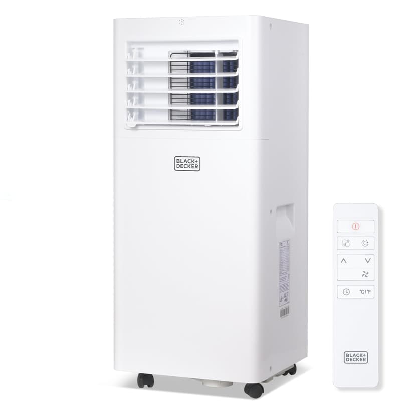 BLACK+DECKER Portable Air Conditioner, 8,500 BTU (5,100 BTU SACC) for Rooms Up To 350 Sq. Ft., Portable AC with Full Function Remote Control & Window Kit, BPACT05SM, White