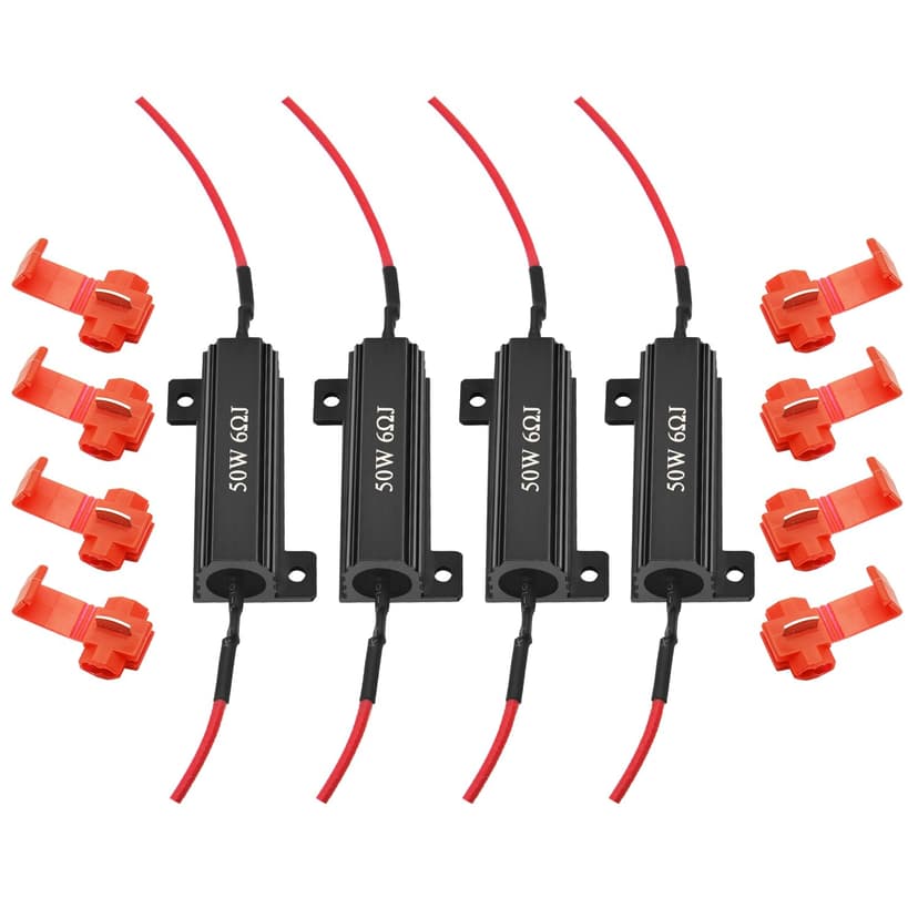 AUXLIGHT 4Pcs Quality 50W 6ohm Load Resistors - Fix LED Turn Signal Blinker/Error Code (Resistors get very hot during working) - Black