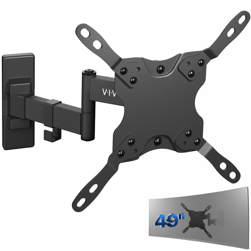 VIVO Full Motion Ultrawide Monitor Wall Mount, Fits Ultra-Wide Screens up to 49 inches and 44 lbs, Wide VESA Range with Tilt and Swivel, Black, MOUNT-VW06