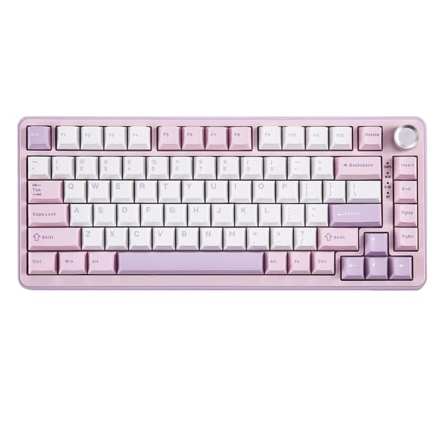 YUNZII B75 PRO Wireless Mechanical Keyboard,75% Layout with Knob,Hot Swap Gasket Custom Structure,Creamy Pre-lubed Switches,RGB Backlit,Bluetooth/Type-C/2.4G for Win/Mac(Milk Switch,Purple)