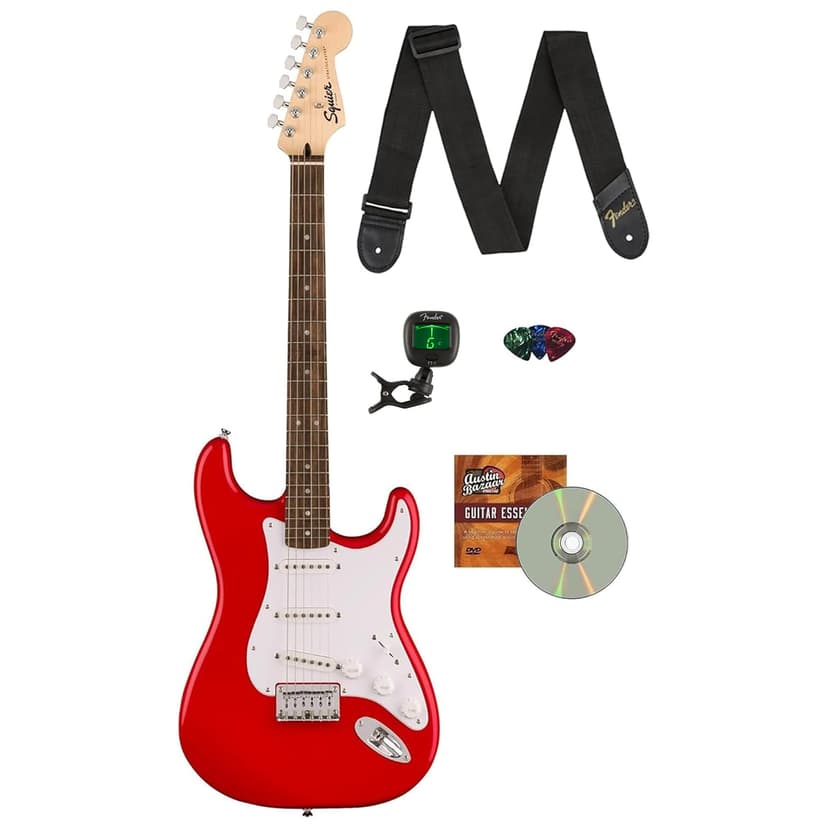 Fender Squier Sonic Stratocaster HT - Torino Red Bundle with Tuner, Strap, Picks, and Austin Bazaar Guitar DVD