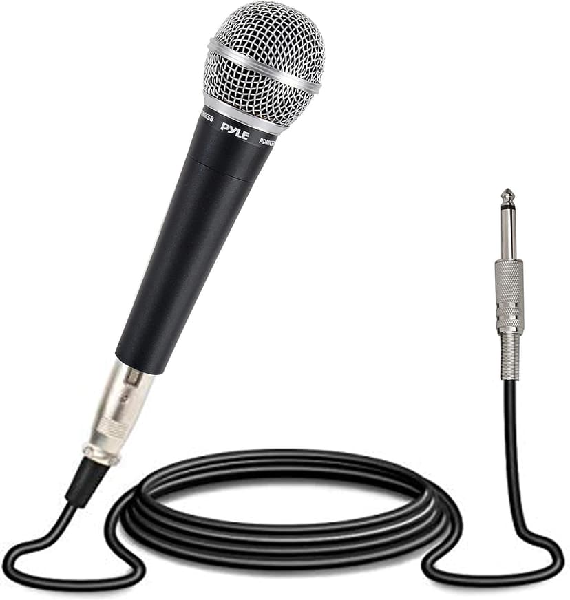 Pyle Microphone, Dynamic Cardioid, XLR Cable Included, Unidirectional, Rugged Construction, Built-in Pop Filter, Perfect for Stage & Studio, High Gain, Ultra-Wide Frequency Response, 15ft Cable
