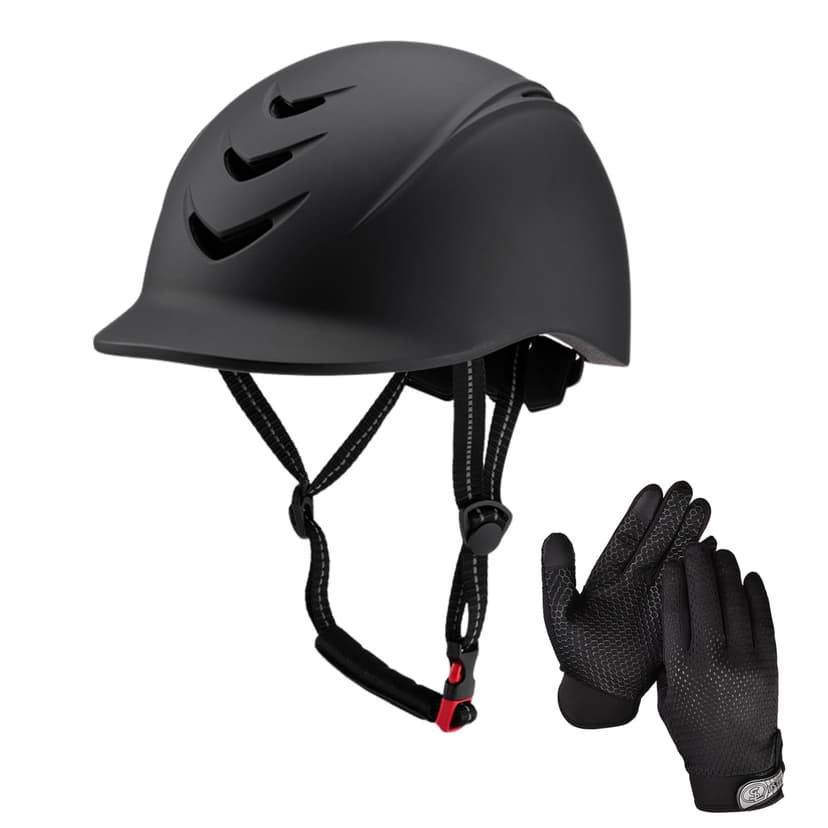Equestrian Set - Helmet and Gloves for Horseback Riding and Training - Horse Riding Safety Gear Helmets Equestrian Equi-Pro Gear Gloves for Women, Man
