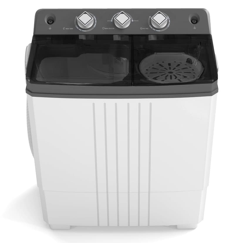 COSTWAY Portable Washing Machine, Twin Tub 20 Lbs Capacity with Drain Pump, Laundry Washer 12 Lbs and Spinner 8 Lbs with Timer Control, Perfect for Apartment Dorm RV, Grey+White