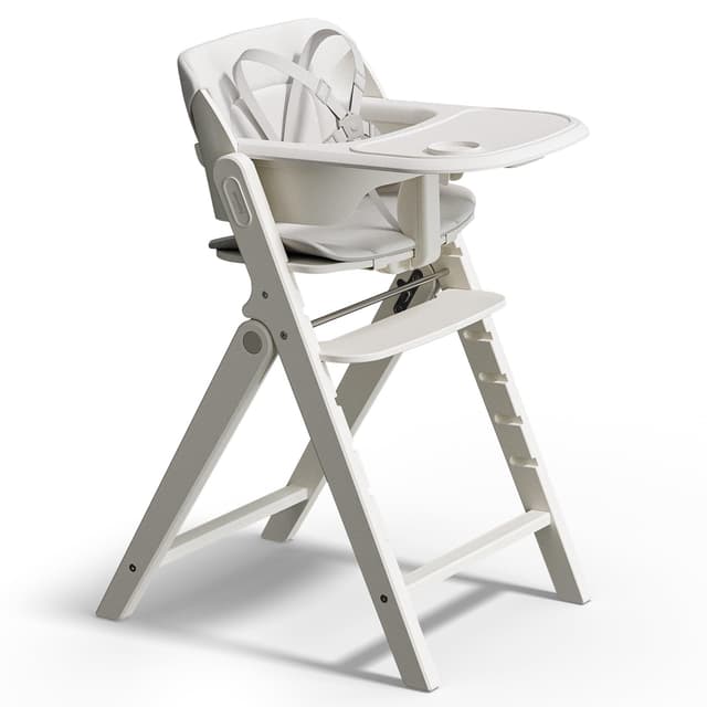Mamazing GrowPod Pro Wooden Baby High Chair for 6 Months to 300lbs, Easy to Clean with Tray, Compact Foldable Highchair for Kitchen & Dining Room, with 5-Point Safety Harnesses and Guard Bar