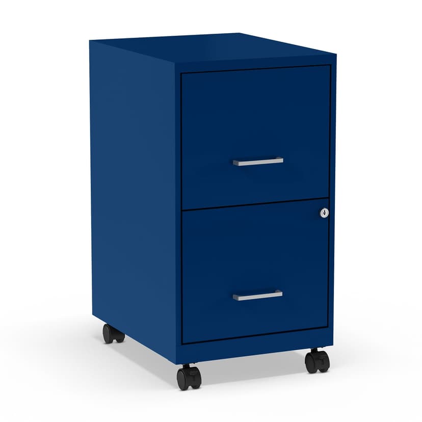 STAPLES Mobile Pedestal File Cabinet with Wheels, 2-Drawer, Letter/Legal Compatible, Locking, Blue