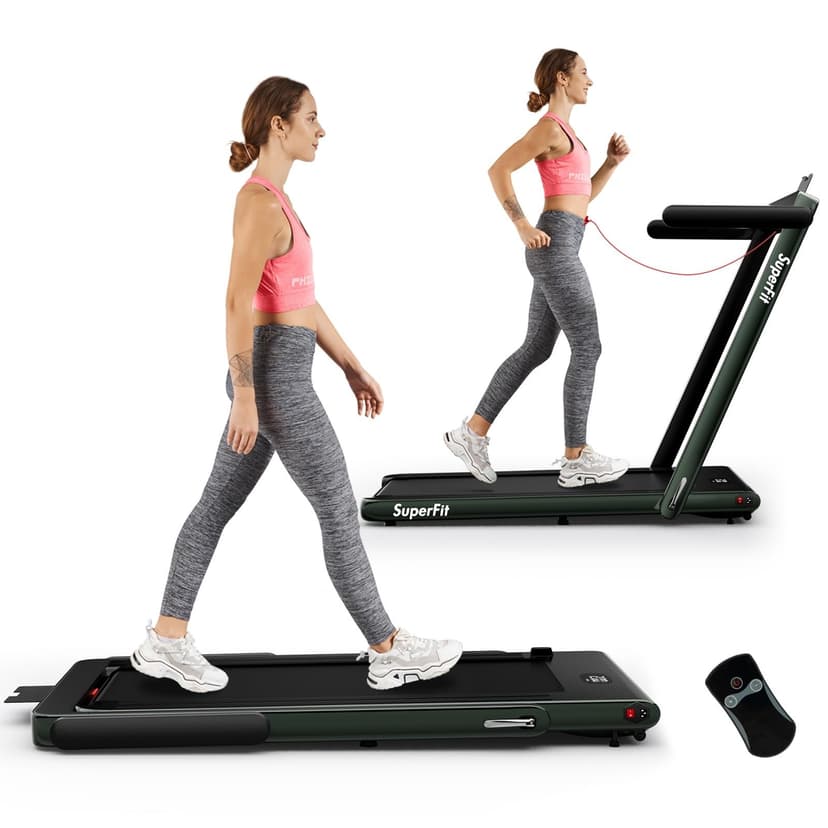 Goplus 2 in 1 Folding Treadmill, 2.25HP Superfit Under Desk Electric Treadmill, Installation-Free with Remote Control, APP Control and LED Display, Walking Jogging for Home Office