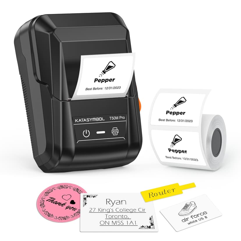 SUPVAN T50M Pro Bluetooth Label Maker Machine with Tape, Wide Waterproof Label, Versatile App with 30+ Fonts and 660+ Icons, Inkless Labeler for Home, Kitchen, School, Office Organization, Black