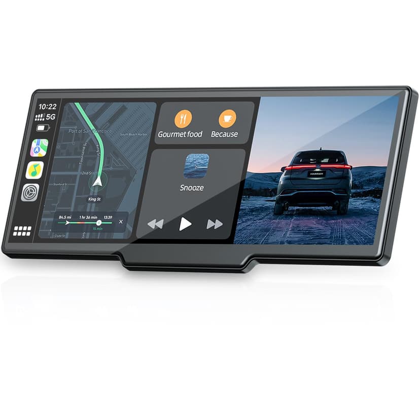 Topexplore 9.26'' Carplay Screen for Car with 2.5K Dash Cam and 1080P Backup Camera Portable Wireless Android Auto Screen GPS Navigation Mirror Link Voice Control Hands-Free for iOS 11+ Android 11+