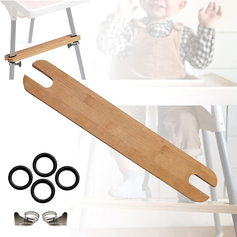 TLBB High Chair Footrest, Adjustable Height Natural Bamboo Baby Highchairs Pedal, Suitable for IKEA Antilop High Chair Footstool