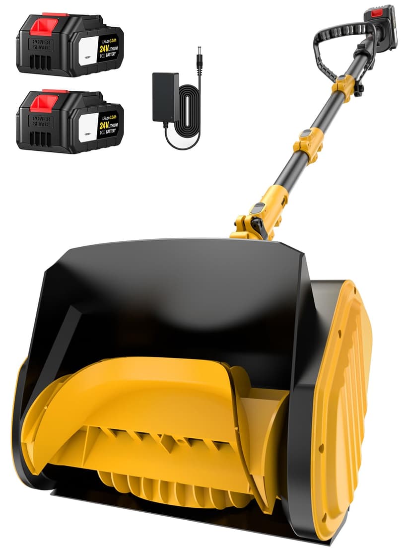 Krmspe Electric Snow Shovel, 21000RPM Cordless Snow Blower, 13" Snow Blower with 2 Powered 24V Batteries, Lightweight for Easy Snow Removal on Steps,Patio,Driveway,Home,Yellow