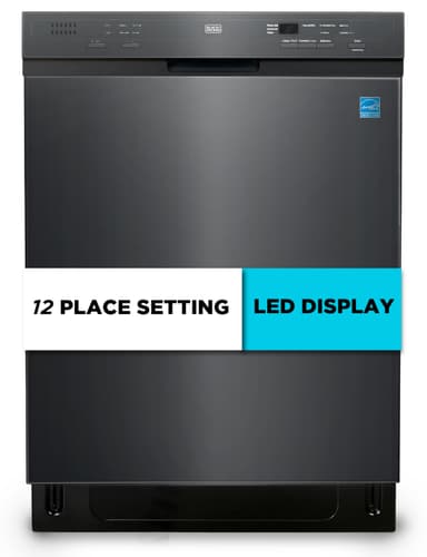 BLACK+DECKER 24" Built-In Dishwasher, 12-Place Setting Capacity with Stainless Steel Tub, Dish Washer with 6 Wash Programs, Low Noise, ENERGY STAR Certified, BDW200MB, Black