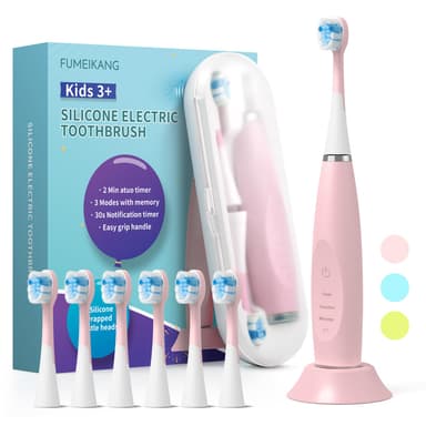 FUMEIKANG Kids Electric Toothbrushes Sonic Rechargeable Tooth Brush Gifts for Boys and Girls Smart Timer Power Toothbrush - 3 4 5 6 7 8 9 10 11 12 (Pink)