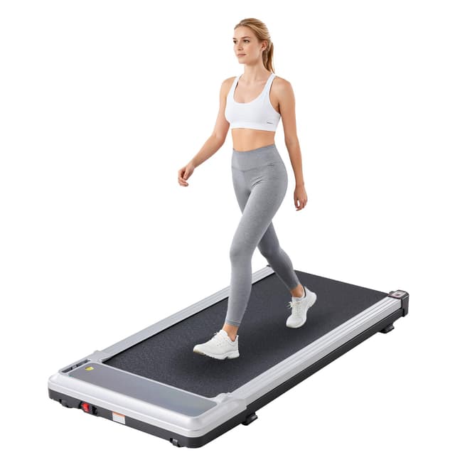 Sweetcrispy Compact Armless Treadmill for Small Spaces, Quiet Under-Desk Walking Pad, Slim & Portable Design for Home Office Workouts, Ideal for Apartments and Work-from-Home Fitness, Silvery