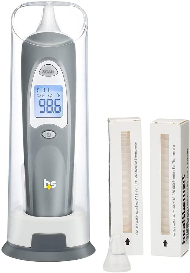 HealthSmart Digital Ear Thermometer for Babies, Kids and Adults - Instant and Accurate Results, Infrared Technology, Visual Fever Indicator, and 30 Disposable Lens Covers, FSA & HSA Eligible