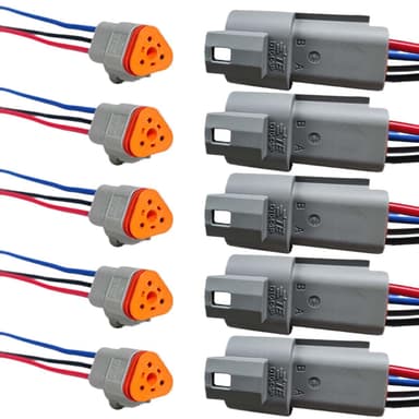 3 Pin Deutsch Car Waterproof Electrical Connector with 17AWG Cable Wire, 3 Way Automotive Male and Female Plug Wiring Harness, 3 Wire DT Pigtail for Cars, Boats, Trucks