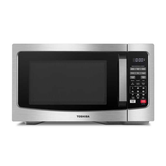 TOSHIBA EM131A5C-SS Countertop Microwave Ovens 1.2 Cu Ft with 12.4" Removable Turntable Smart Humidity Sensor, 12 Auto Menus Mute Function ECO Mode Easy Clean Interior, 1000W, Silver